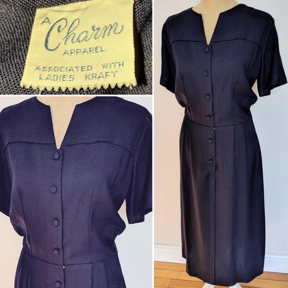 1950's navy blue day dress