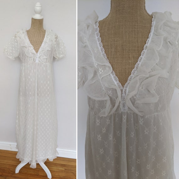 1970's embroidered chiffon nightdress
