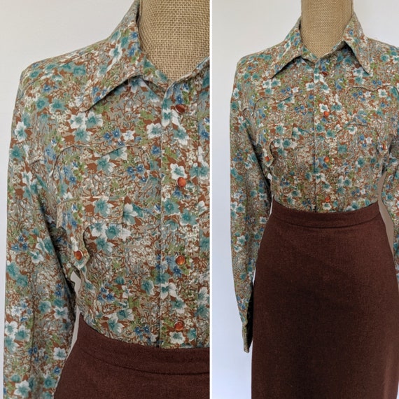 1950's floral western blouse