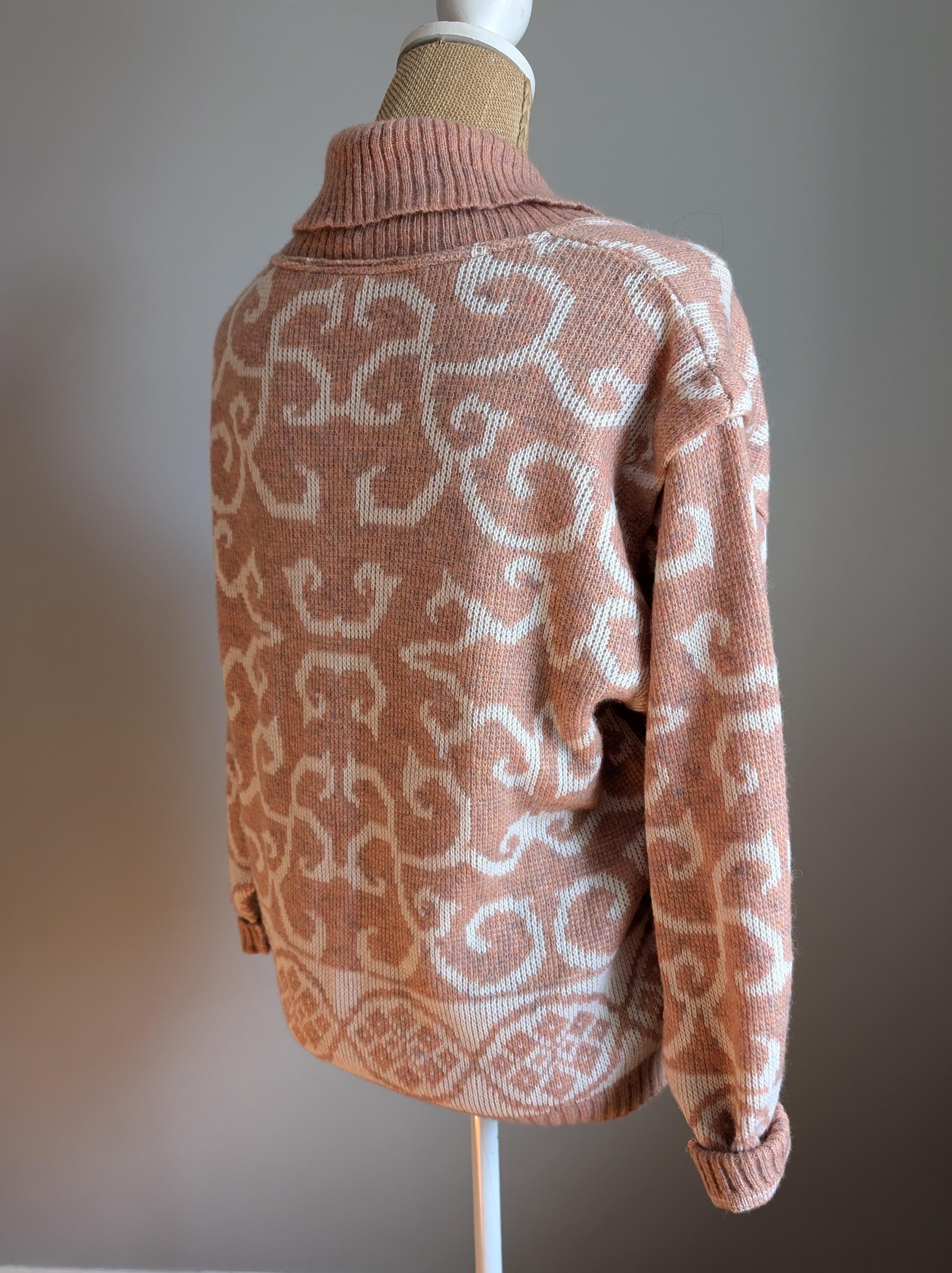 L- Vintage Flecked Rose + Cream Pullover Knit Sweater - Etsy