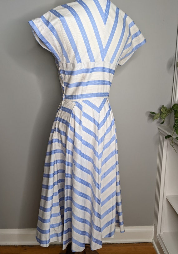 1950's ice blue chevron party dress - image 6