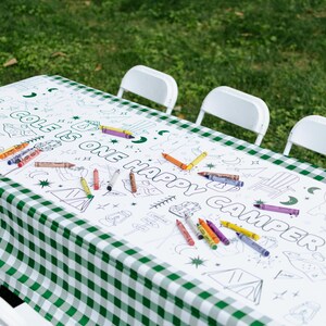 One Happy Camper Table Runner | Editable 6x2 Custom Birthday Banner / Coloring Poster