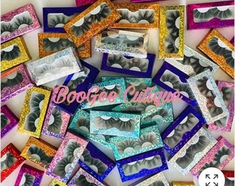 10 pairs wholesale Assorted 25mm Faux Mink Eyelashes with boxes and Spoolies