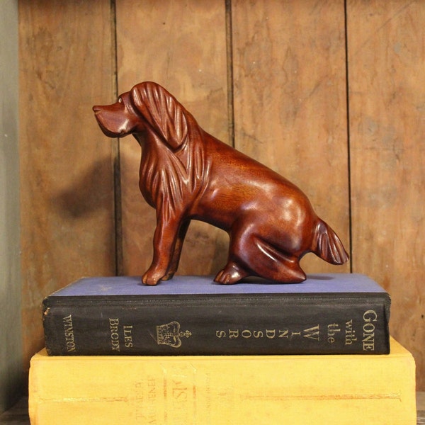 Wooden Hand Carved Dog Figurine