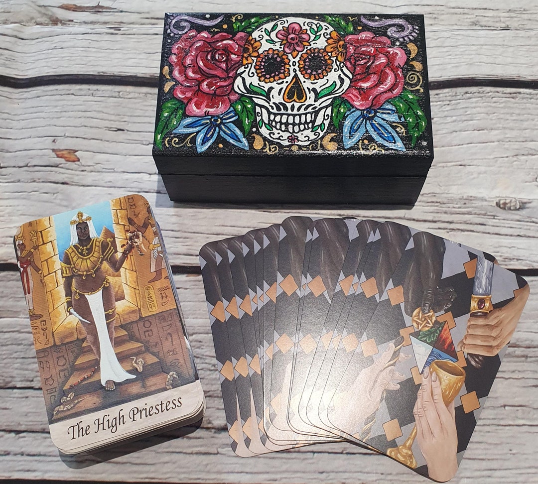 Hand Painted Tarot Card Box Tarot Storage Altar Items Etsy