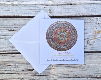 Toadstool Wisdom Card - Mushroom Mandala Greetings Card for Nature Lovers, Hippy Spirit
