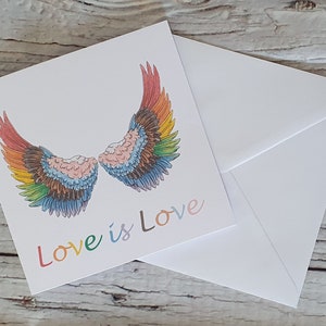L'amour est l'amour, cartes de voeux ailes d'ange - LGBTQIA arc-en-ciel, fierté, guérison, amour, messages des anges