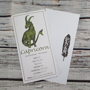 Cartes d'art du zodiaque - carte d'anniversaire, cadeau, cadeau, signe de terre, Capricorne la chèvre