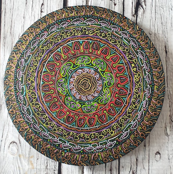 Spiritual artwork, Psychedelic Healing painting - "Mycelium Mandala" mushroom/ toadstool mandala art