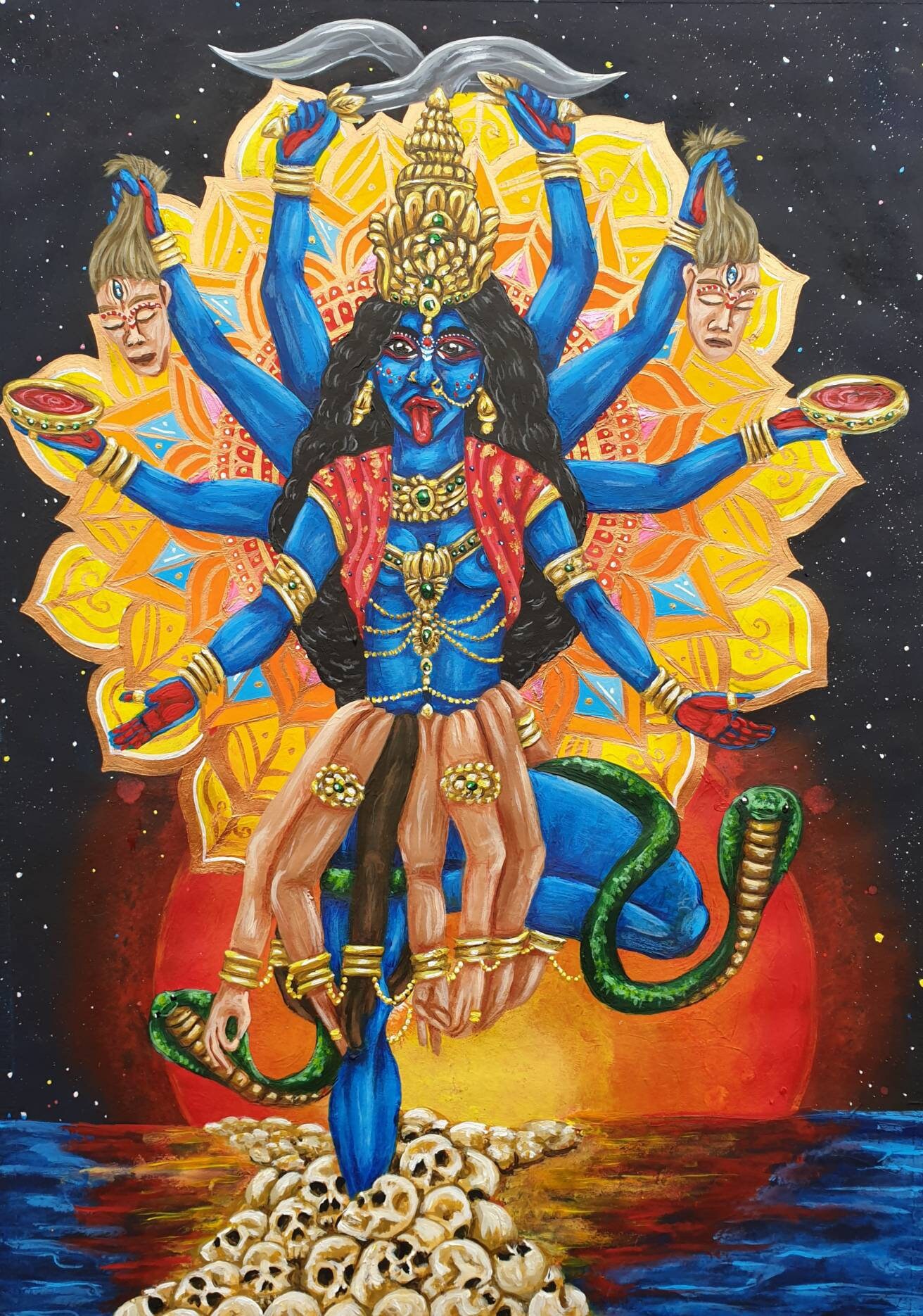 Kali Hindu Goddess Art Print And Original Mixed Media Artwork Etsy