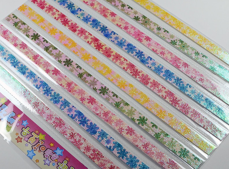 Flowers Floral Pearlescent Origami Lucky Star Paper Strips Star Folding DIY Pack of 50 Strips