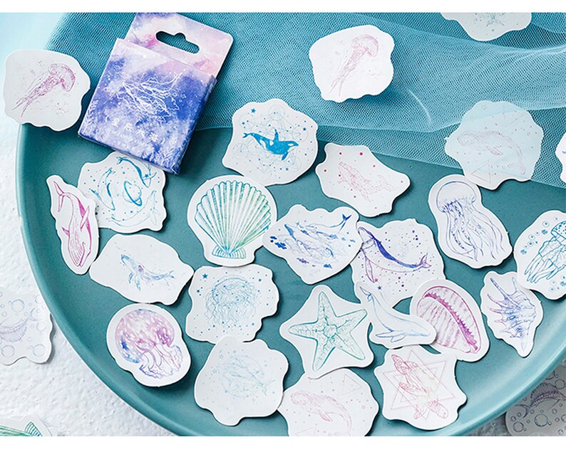 45PCS Under the Sea Animal Sticker Colorful Watercolor Etsy