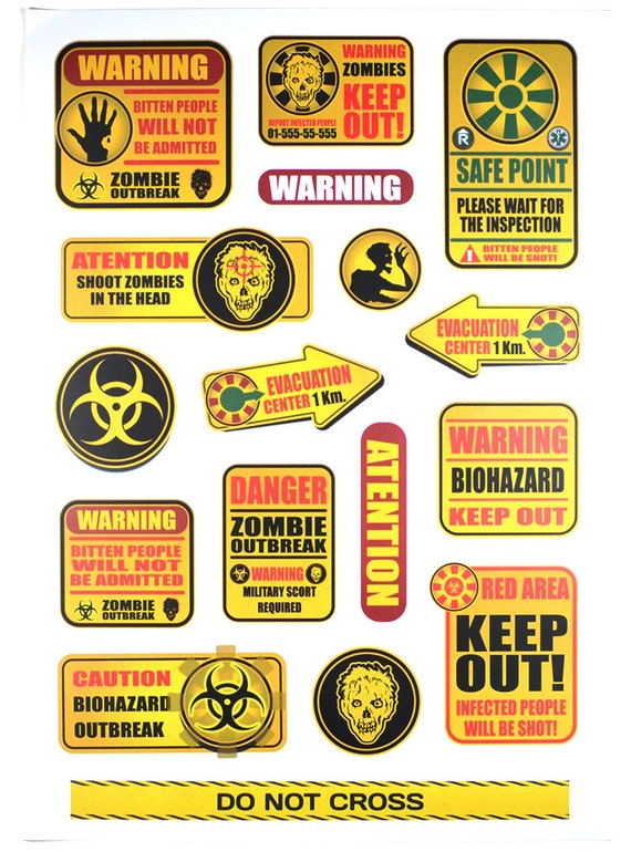 Warning Sign Stickers 17pcs Laptop Sticker Suitcase | Etsy