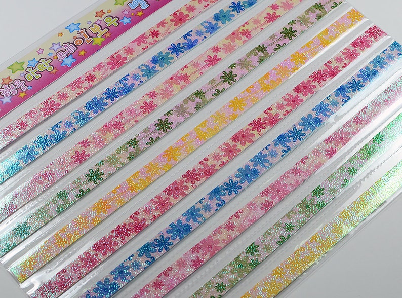 Flowers Floral Pearlescent Origami Lucky Star Paper Strips Star Folding DIY Pack of 50 Strips