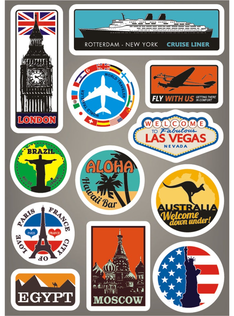Travel Stickers 12pcs Laptop Sticker Suitcase Sticker Etsy