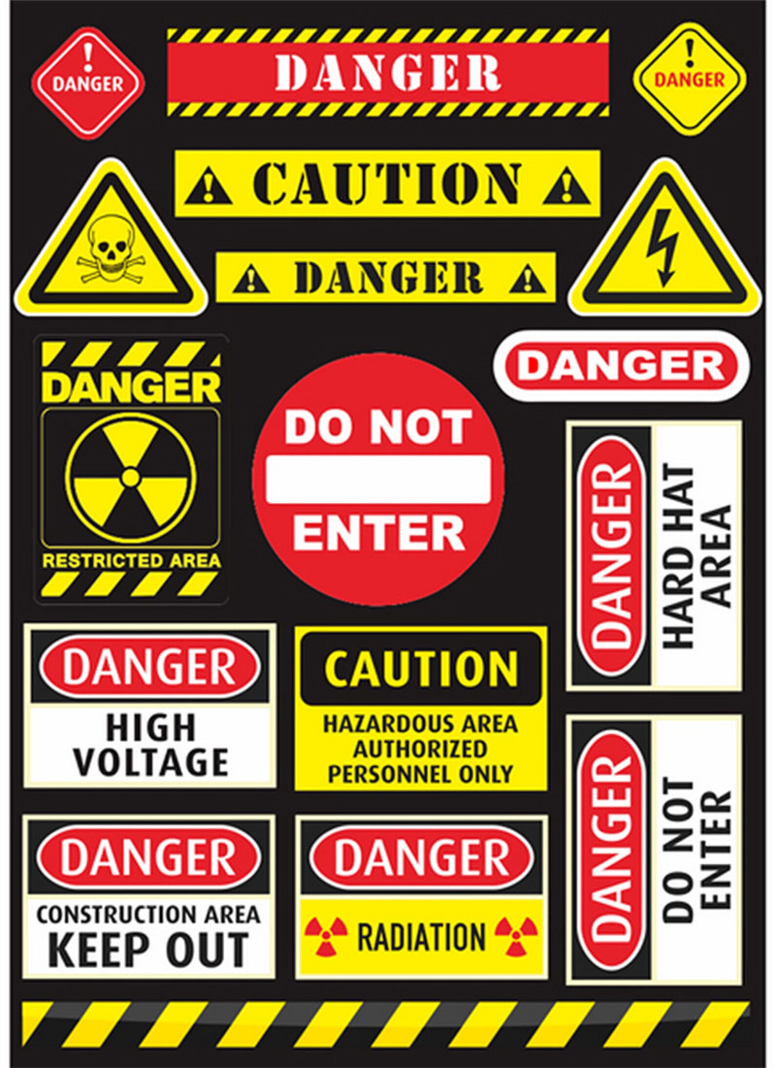 Caution Sign Sticker Danger Sign Sticker 17pcs Laptop Etsy
