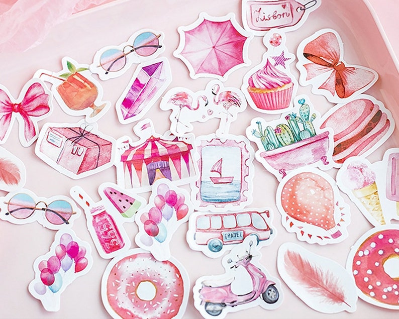 45pcs pink stickers cute stickers pinky sticker baking etsy