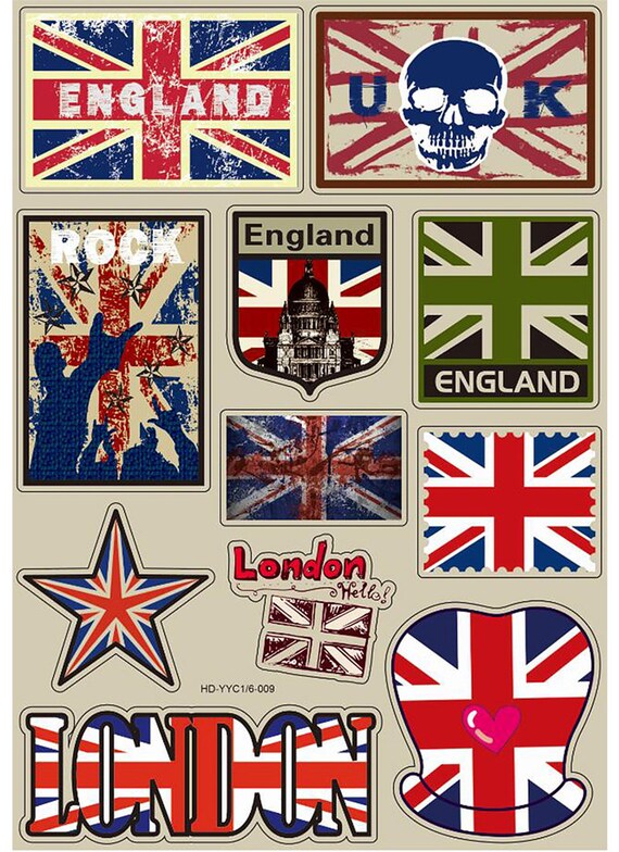 England Flag Stickers 11pcs Laptop Sticker Suitcase Etsy