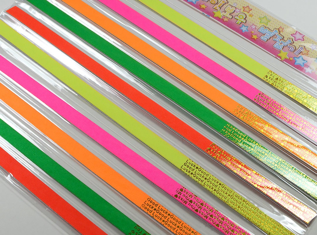 Bright Color Miss You Good Luck Embossed Origami Lucky Star Paper Strips Star Folding Diy Pack Of 50 Strips