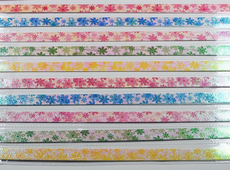 Flowers Floral Pearlescent Origami Lucky Star Paper Strips Star Folding DIY Pack of 50 Strips