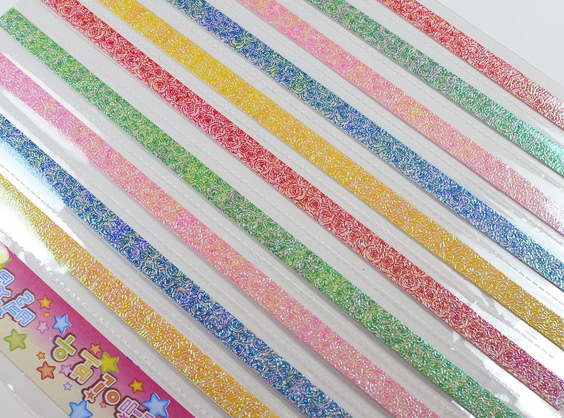 Rose Flowers Pearlescent Origami Lucky Star Paper Strips Star Folding DIY Pack of 50 Strips