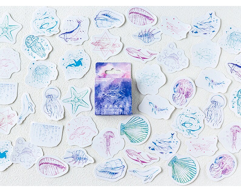 45PCS Under the Sea Animal Sticker Colorful Watercolor Etsy