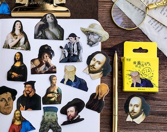 45PCS, Famous Persons Sticker, Seal Stickers, Oil Painting Sticker, Baking Seal, Gift Wrapping, Scrapbooking, Diary Deco