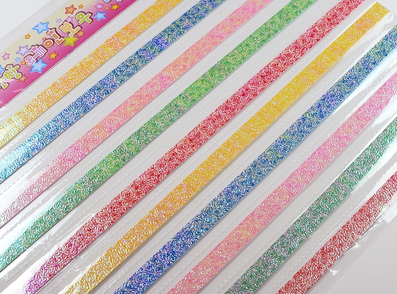Rose Flowers Pearlescent Origami Lucky Star Paper Strips Star Folding DIY Pack of 50 Strips