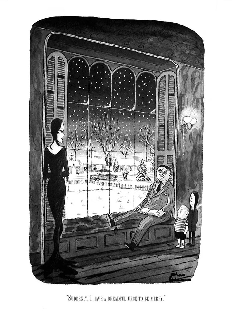 Addams Family Holiday Cards Merry