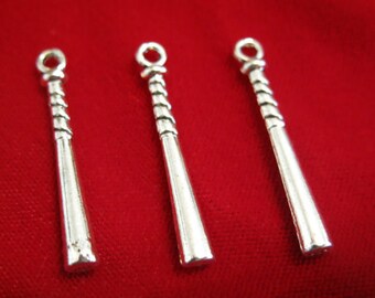 BC158 Charms Silver Tone batte de baseball - 10 pcs