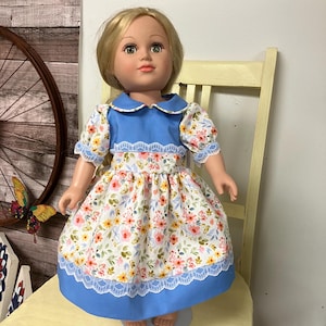 18” Doll Dress Blue Floral