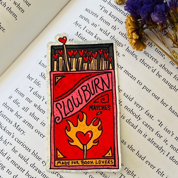 Slowburn book lovers matches… cute book worm Book Nerd  book lover, sticker holographic / glitter  handmade sticker