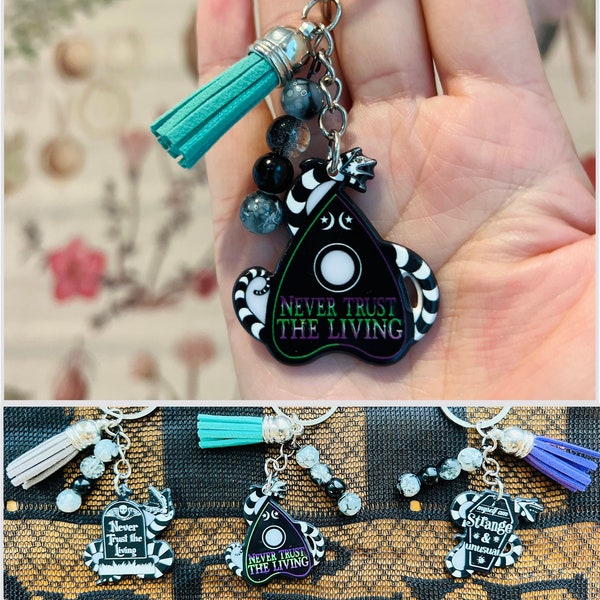 Beetlejuice sandworm Spooky Halloween handmade  keychain