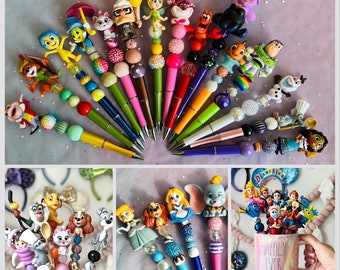 100 years of Disney collectors character figures handmade  beaded Pens