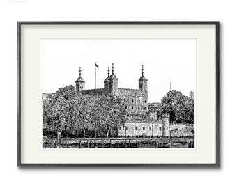 Limited Edition Art Print of the Tower of London in Pen and Ink Wash with Certificate of Authenticity