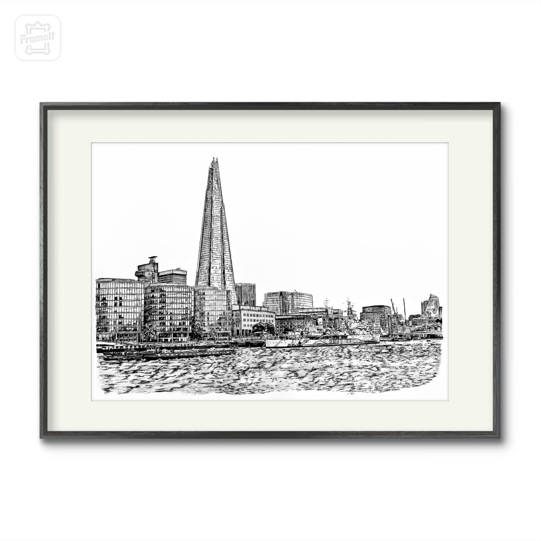 Pen and Ink Wash Limited Edition Art Print of the Shard, London, in Pen ...
