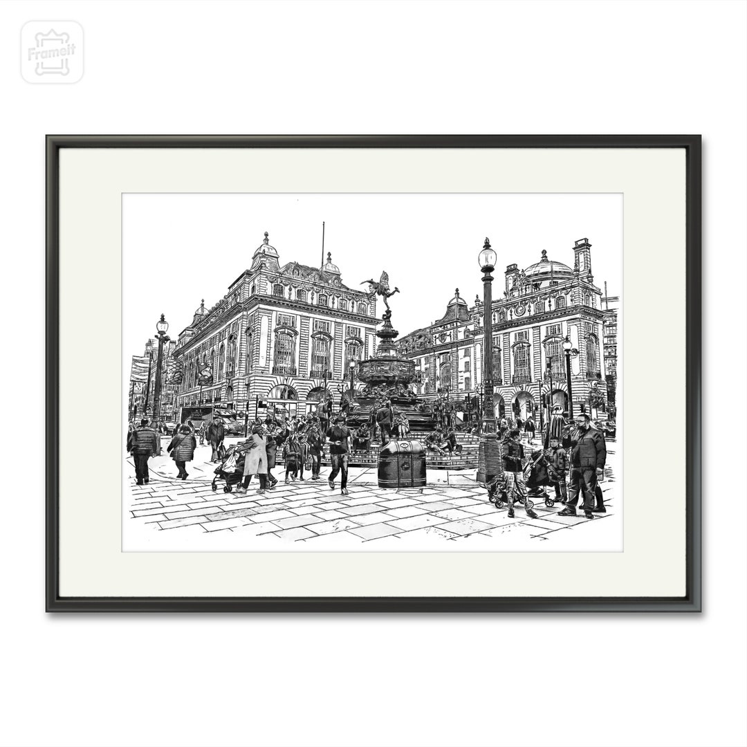 Limited Edition Art Print of Piccadilly Circus, London in Pen and Ink ...