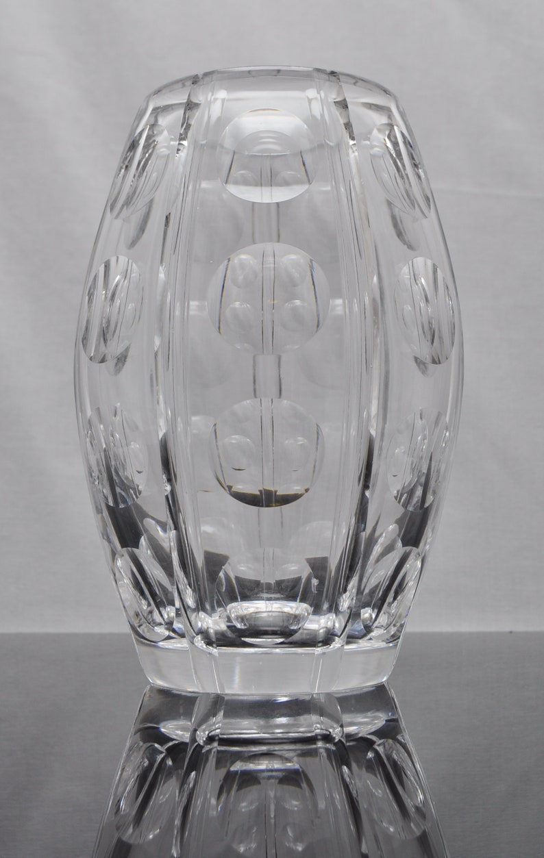 Stuart Crystal Sphere Cut Barrel Vase C1950s Rare Etsy