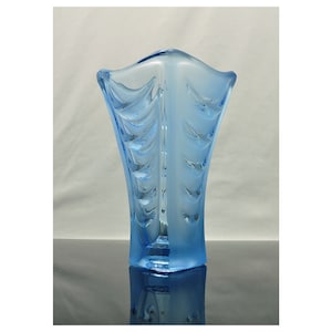 Hermanova Hut Part Frosted Blue Glass 20036  by Vaclav Hanus 1950s MCM