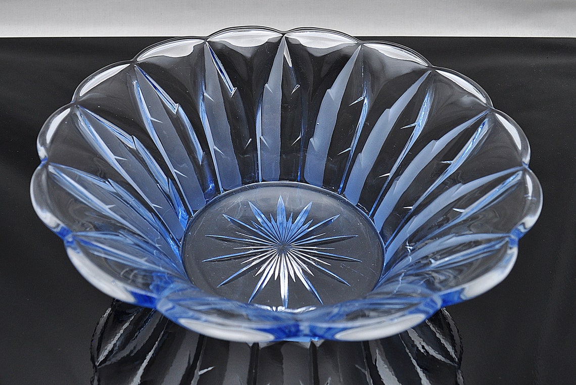 Brockwitz Glass Art Deco Blue Ice Cream Bowl Etsy