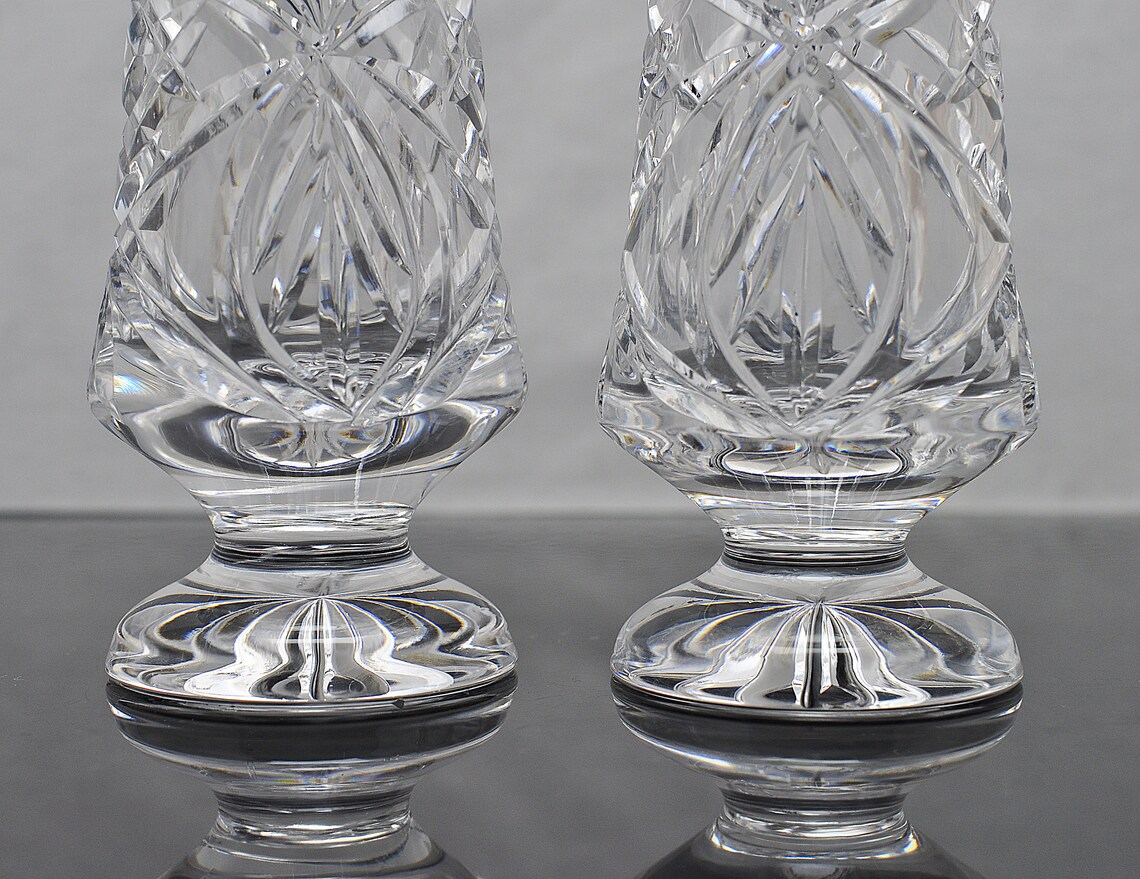 Vintage Small Crystal Bud Vases A Pair Etsy UK