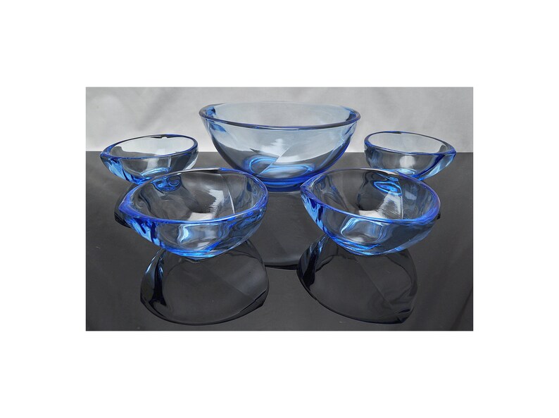 Hermanova Hut Fruit Bowl and Four Dessert Bowls Frantisek Peceny