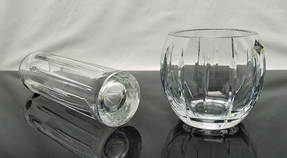 Bohemia Jihlavske Sklarny Hand Cut Crystal Bowl & Vase Czech