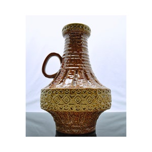 Fat Lava Spara Keramik Vase with Relief Decor West Germany Vase 1970s