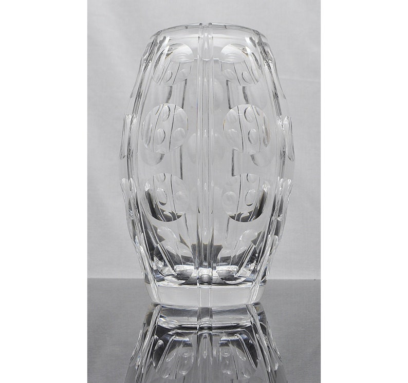 Stuart Crystal Sphere Cut Barrel Vase C1950s Rare Etsy UK