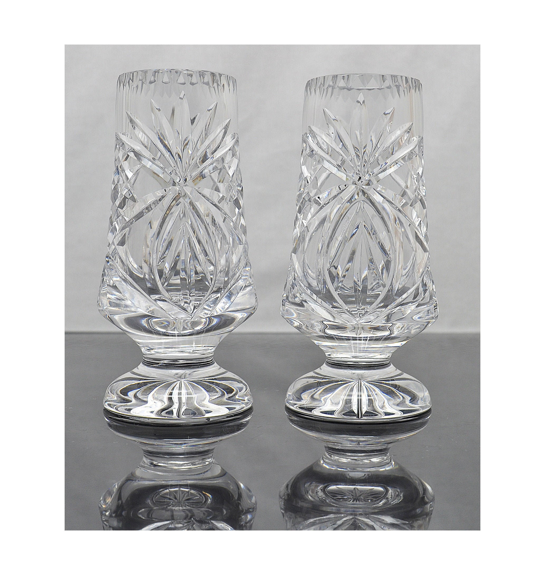 Vintage Small Crystal Bud Vases A Pair Etsy UK