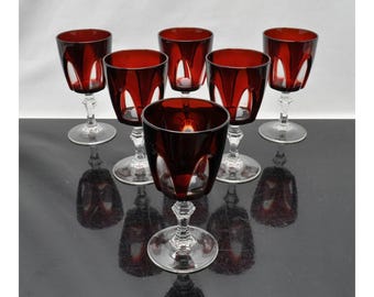 Vintage Cristal d Arques Gothic Small Wine Glasses - Set of 6