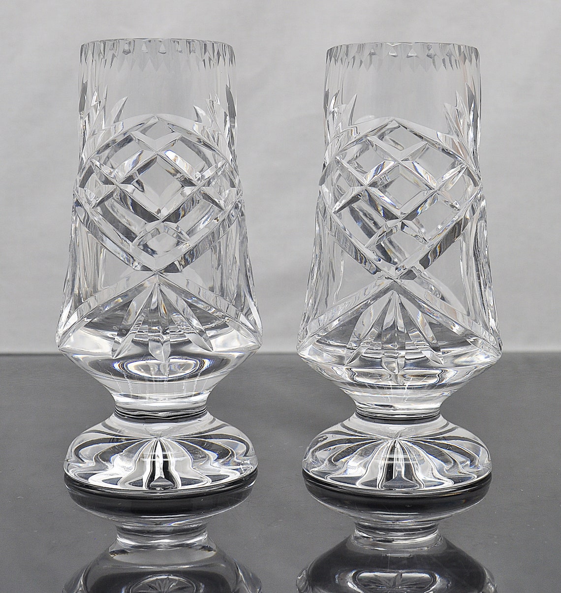 Vintage Small Crystal Bud Vases A Pair Etsy UK