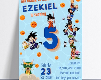 Dragon Ball Z Birthday Invitation | Pool Party Invite | Get Ready to Have a Blast | Digital Personalized Invite