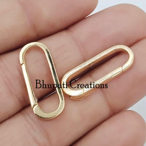 14K Yellow Gold Plain Push Lock Vintage Gold Clasp Lock Jewelry